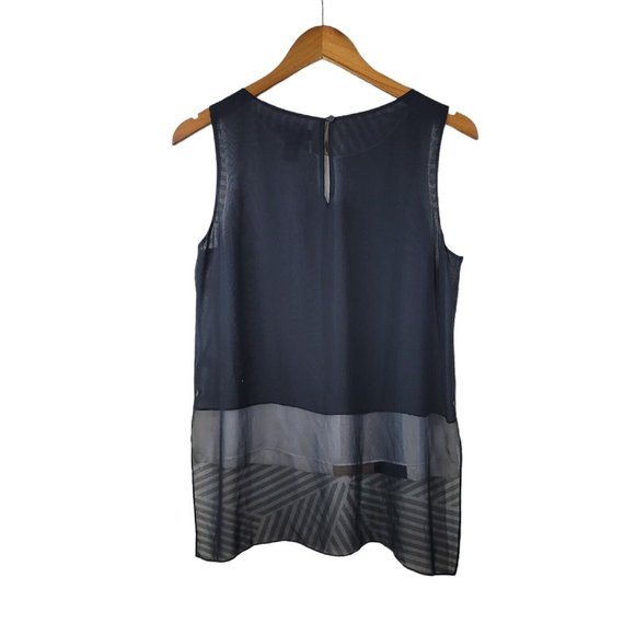 White House Black Market Shirt size Small Tunic top Color Block Assymetric - Picture 5 of 7